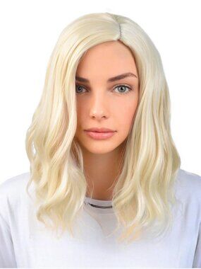 New BERON Blonde Wigs 14 Inch Women Girls Short Curly Wavy Side Part Hair Wig